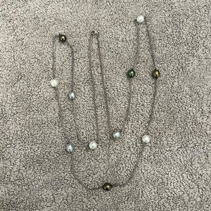 VTG Multicolored Freshwater Pearl Necklace on 925 SS Chain 40”